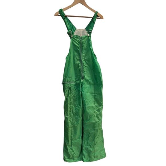 Vintage Nylon Sears Ski Bib Overall Suit Misses Medium 70s Green Snow Pants H - Picture 1 of 12